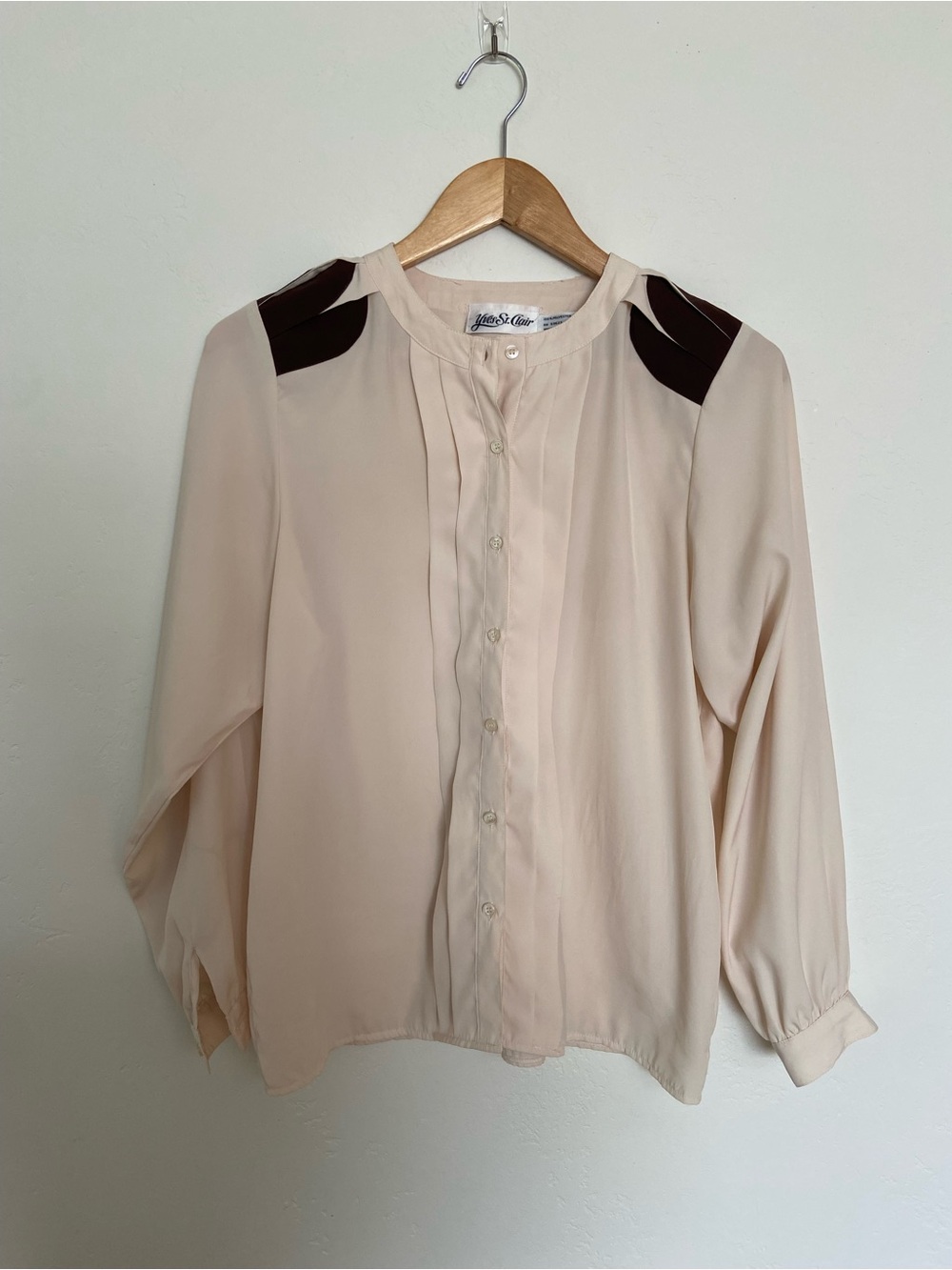 Vintage Yves St. Clair Cream Silky Blouse, Size 8
